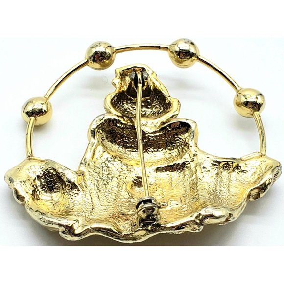 AJC Gold Tone Juggling Clown Vintage Brooch - Picture 4 of 8